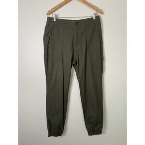 Pact Olive Green Twill Canvas Utility Organic Cotton Ankle Zip Joggers Size L